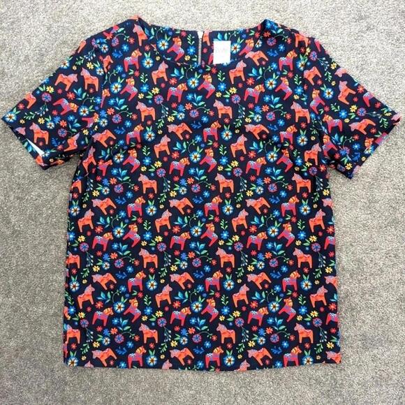 twik Tops - Twik PIÑATA print short sleeve oversized blouse women's small